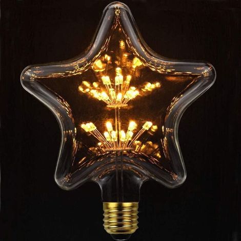 Edison-LED-Glühbirnen, dekorative Feuerwerksbirne, LED-Filamentbirne, dekorative Kugelbirne, E27 AC85-265V 2300K (Stern)