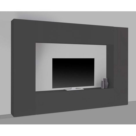 Parete Attrezzata Moderna per Soggiorno 260x30x180cm - ECHO - Colore: antracite opaco