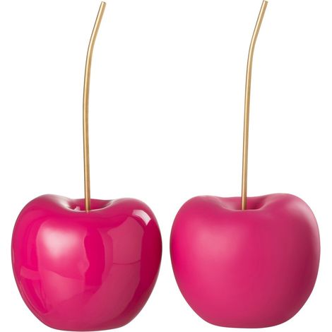 Lot de 2 cerises déco en résine rose brillant et mat - H 41cm - H 56cm 41 cm-Hauteur 41 cm