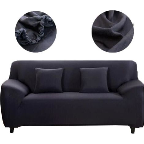 YMYNY 2-seater sofa cover, 145-185 cm, in black, stretch, thick and durable