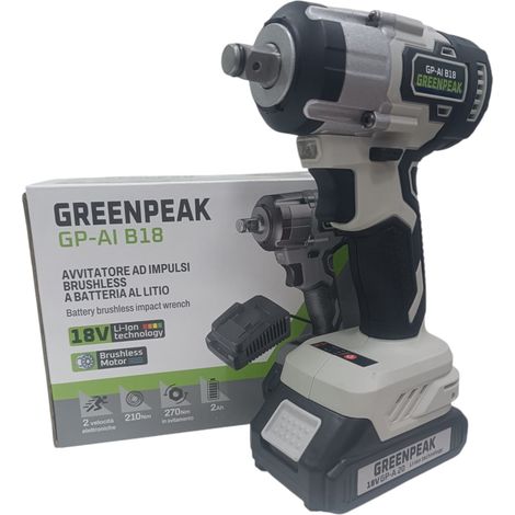 AVVITATORE AD IMPULSI A BATTERIA BRUSHLESS 18V 270Nm GP-AI B18 GREENPEAK VALEX (1/4)