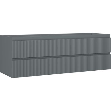 Mexen Rivel Badezimmerschrank 140 cm, 2 Schubladen, geriffelt, Graphit matt - 91A20-14047-2-BFF66