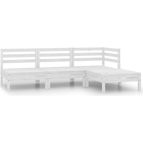 Salon de jardin 4 pcs Ensemble Table et Chaise de Jardin - Bois de pin massif Blanc BV905470 - BonneVie (1/5)