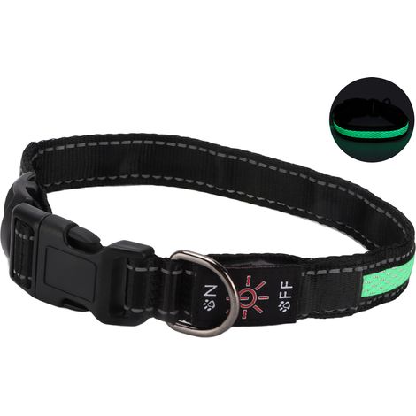 Collier lumineux pour chien avec bandes réfléchissantes, anti-enchevêtrement, LED, pour chats et chiens, vert, taille S (1/5)