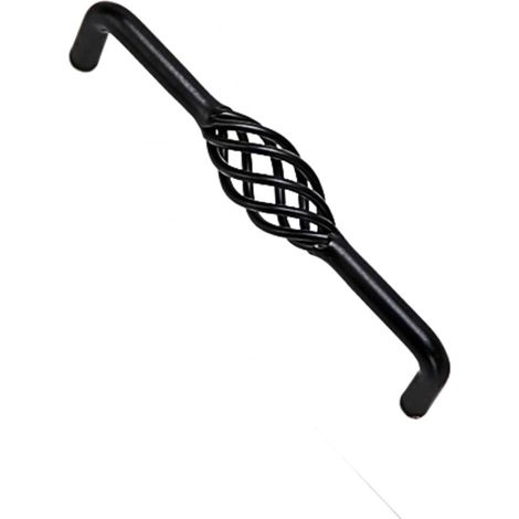 Tirador de madera con mango retorcido para jaula de pájaros, distancia entre centros de 160 mm (negro) (1/4)
