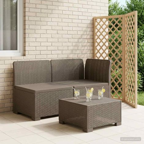 Canapé de Jardin 2 Places Modulable en Polypropylène Effet Rotin Extérieur Gris Clair - PANGIVO (1/5)