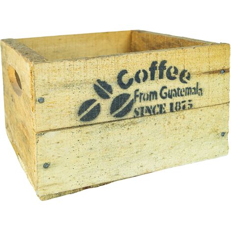 alte Holzkiste Coffee XS Vintage Upcycling DIY 18,5x17,5x11cm