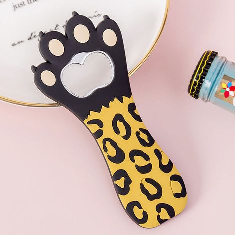 Ouvre-bouteille magnétique en silicone multifonction design patte de chat - motif léopard noir pour frigo et décoration maison (1/5)