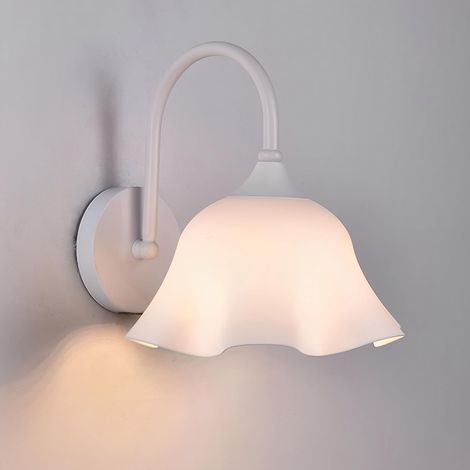 Applique murale en forme de fleur blanche, ampoule E27 9W lumière blanc chaud, convient aux chambres, salons, couloirs, salles de bains ou coiffeuses. (1/4)