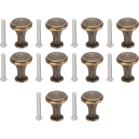10 Sets Single Hole Handles 20x25MM Replacement Single Hole Drawer Cabinet Round Handle DecorationGreen Bronze (1/5)