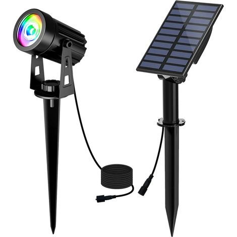 Projecteur solaire extérieur étanche IP65 à LED RGB (lot de 1)