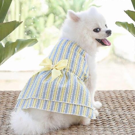 Neue Hunde-Prinzessinnenkleider, Welpen-Schleifenkleid, Haustier-Tutu-Rock, gestreiftes Netz-Welpen-Prinzessinnen-Sommerkleider für kleine und mittelgroße Katzen, 8 (1/4)