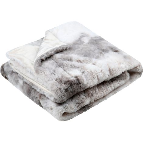 Plaid imitation fourrure ultra douce Naturel 180x220 cm (1/2)