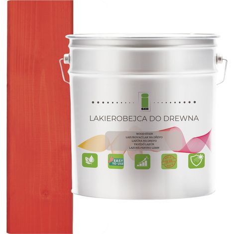 Teinture pour bois rouge hydrophobe inodore semi-mate 3 en 1 1L D150 (1/5)
