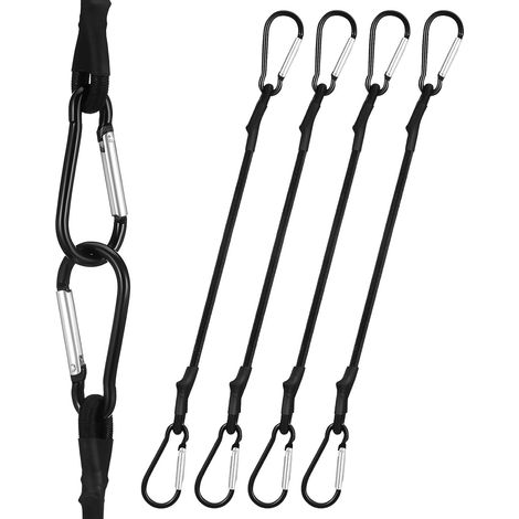 Set aus 4 elastischen Kordeln mit Haken, zur Befestigung von Gepäck/Zelten, zur Befestigung an Fahrzeugen im Freien.