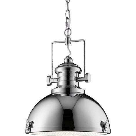 Searchlight Industrial - Luminaire suspendu à 1 dôme en chrome avec diffuseur en acrylique, E27 (1/5)
