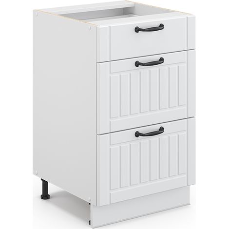 Küchenschränke Fame-Line, Weiß Landhaus, 50 cm ohne Arbeitsplatte, Vicco