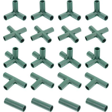 Lot de 20 connecteurs pour structure de serre – 5 types de raccords en plastique pour tubes de jardinage, assurant un support stable pour les plantes et la construction de serres (16 mm) (1/4)
