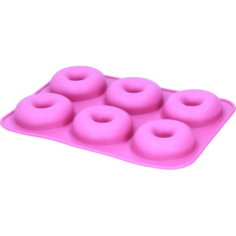 Silikon-Donutform mit 6 Mulden, antihaftbeschichtet, runde Schokoladenkuchenform, Backblech, Gebäckwerkzeug (Dunkelviolett) (1/5)