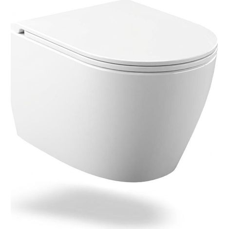WC suspendu commercial sans rebord en céramique – Grand format D (1/5)