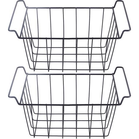 Lot de 2 Paniers de Rangement Congélateur Toivize, Fil Métallique Revêtu PE Noir, 39x20x20 cm, Organisation Gain de Place (1/5)