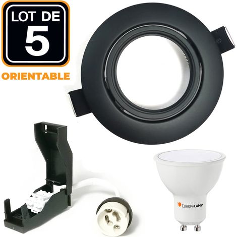 5 Spots encastrables orientables Noir Matt avec GU10 LED de 7W