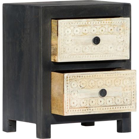 Maison Exclusive - Table de chevet sculptée à la main Gris 40x30x50 cm Manguier (1/5)