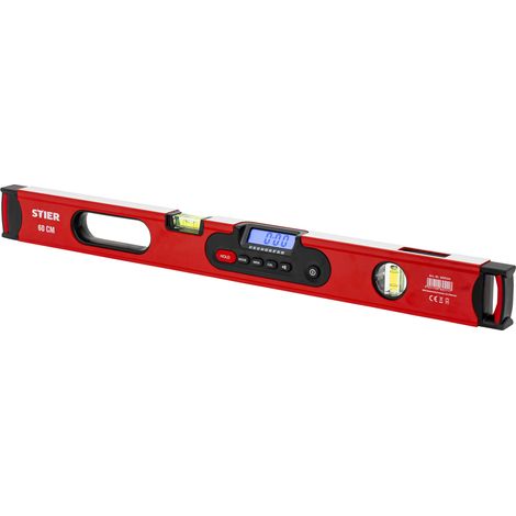 STIER Digitale Wasserwaage, SDW-600 LCD-Display, ±0,2°, 60 cm, vertikal & horizontal einsetzbar, HOLD-Funktion