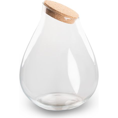Bouteille Terrarium en Verre Recyclé avec Bouchon de Liège Drop XXL Ø 34 x 43 cm - PANGIVO (1/3)