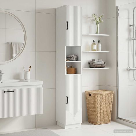 vidaXL Armario de Baño con Estante Abierto HOORN Blanco (1/5)