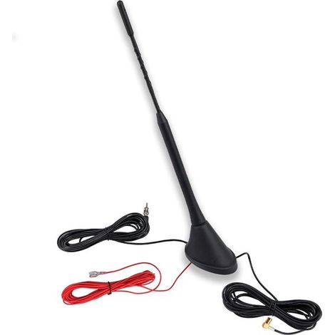 Antenne radio DAB/DAB+ pour voiture, antenne radio FM/AM, antenne de toit, adaptateur amplificateur, interface SMB vers DIN, avec câble RG174 de 5 mètres (16,4 pieds). (1/5)