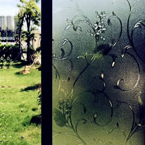 Lámina antiestática para ventanas，lámina opaca para mayor privacidad，resistente a los rayos UV，lámina decorativa con motivo de hiedra，45 × 100 cm (1/5)