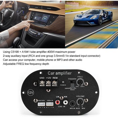 Amplificateur Audio Voiture 120W 12V, Carte Ampli Basse Puissante pour Subwoofer et Haut-Parleurs Auto