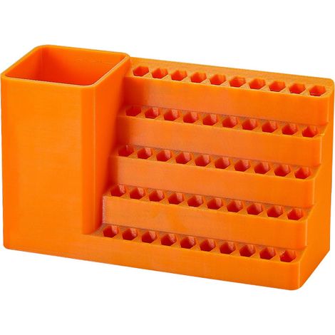 Cette boîte de rangement pour accessoires de forets possède une ouverture de 6,35 mm et un trou de suspension. (1/4)