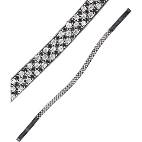 Pour en savoir plus :, Marron 04: Tattini devant en cuir façonné décoré de 3 rangées de strass alternés bia (1/3)