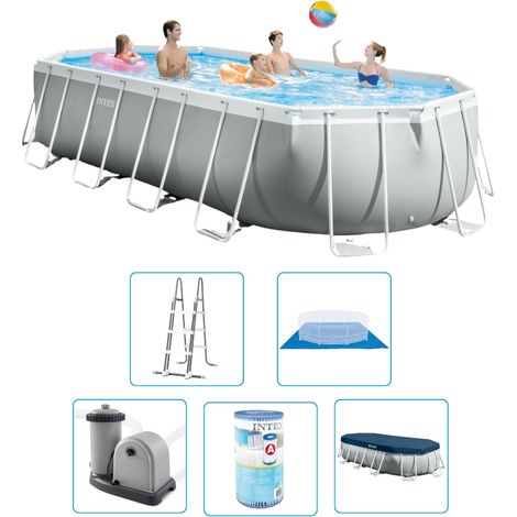 Piscine Intex Prism Frame - 610 x 305 x 122 cm - Ovale - Avec pompe de filtration + accessoires