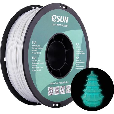 eSUN PLA Luminous Filament, 1.75mm, 1000g eSUN PLA Luminous Filament 1.75mm 1000g Blue (Glow in Dark) (1/4)
