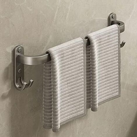Porte-serviettes sans perçage, porte-serviettes de salle de bain, porte-serviettes mural, porte-serviettes de cuisine, 30 cm, gris (1/4)
