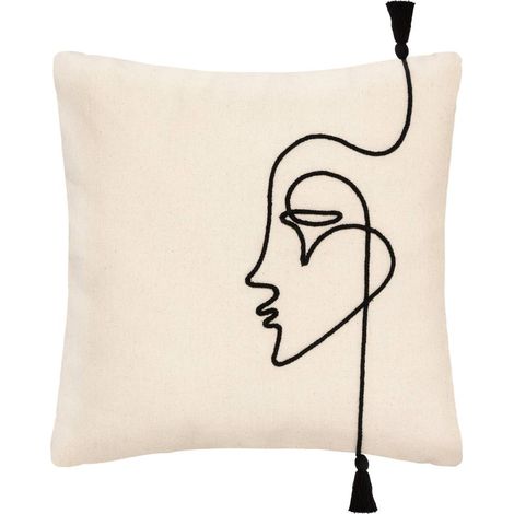 Housse de Coussin Visage Corde 40 x 40 cm - Atmosphera (1/4)