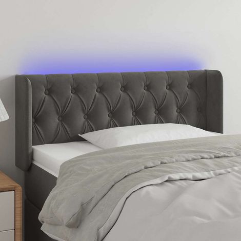 vidaXL Cabecero con LED de terciopelo gris oscuro 93x16x78/88 cm (1/5)