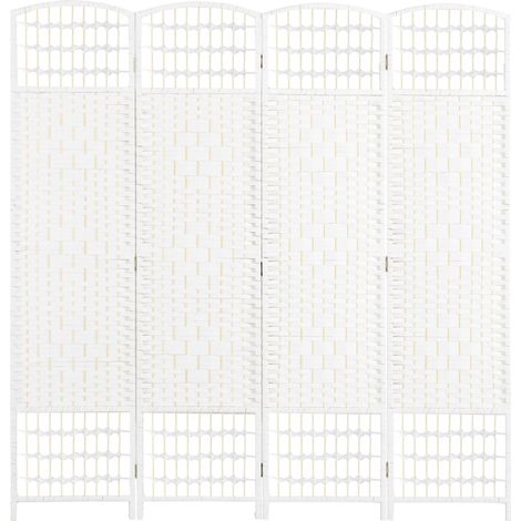 Paravent pliant 4 panneaux pour intérieur, autoportant et tissé, 160 x 170 cm, blanc (1/5)