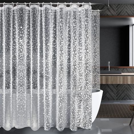 Schimmelhemmender Duschvorhang mit beschwertem Magneten, 0,2 mm [180 x 200 cm], wasserdicht und antibakteriell (1/2)