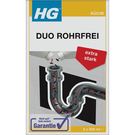 HG Duo Rohrfrei extra Stark 2 x 500 ml Abflussfrei Rohrreiniger 2-Komponenten
