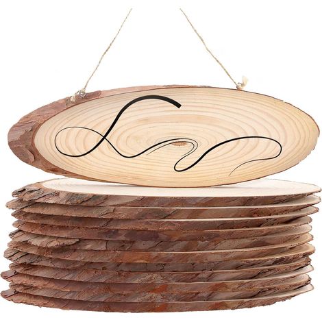 Lot de 12 Rondins de Bois Ovales Naturels 30 cm, Tranches de Bois Brut pour Décoration Mariage, Noël, Bricolage, DIY et Artisanat (1/5)