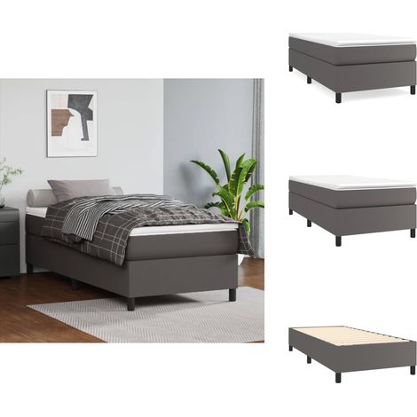 Bettgestell Grau 100x200 cm Kunstleder - Bettes Gestell - Kunstleder Bett - Doppelbett - Grau - Boxspringbetten (1/5)