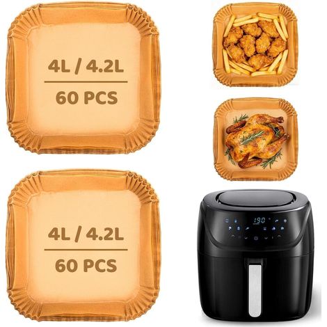 120 Stück Backpapier für Russell Hobbs 4L Heißluftfritteuse, Zubehör für Heißluftfritteusen, Backpapier 18 x 18 cm, erleichtert die Reinigung von Heißluftfritteusen (1/5)