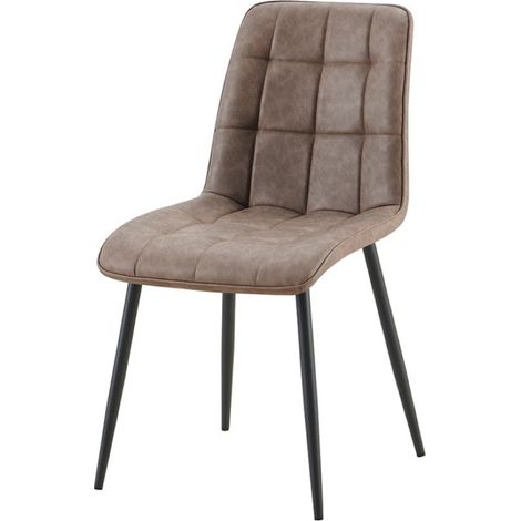 Set von 4 Stühlen MIREA – Braun – Metallbeine – Zeitloses Design – Pflegeleichter PU-Bezug