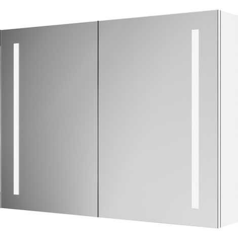 Quaker 800mm x 600mm 2 Door Illuminated LED Mirrored Cabinet with Demister and Infrared Sensor and Shaver Socket (1/5)