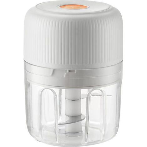 Mini Hachoir Électrique 250ml, USB, Portable, Pour Ail, Oignon et Légumes, Blanc (1/5)
