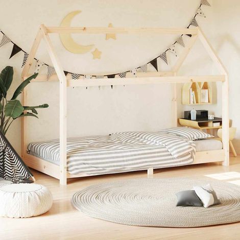 vidaXL Cadre de lit d'enfant Bois de pin massif 70x140 cm (1/5)